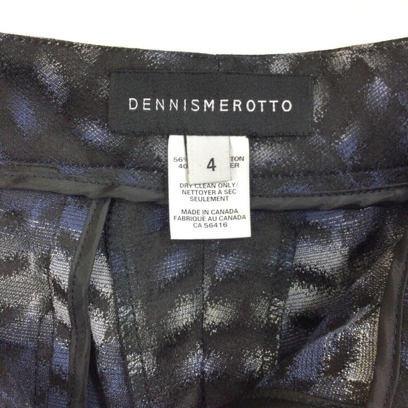 Dennis Merotto Womens Cotton Blend Skinny Striped Printed Pants Black Size 4 - Picture 6 of 7